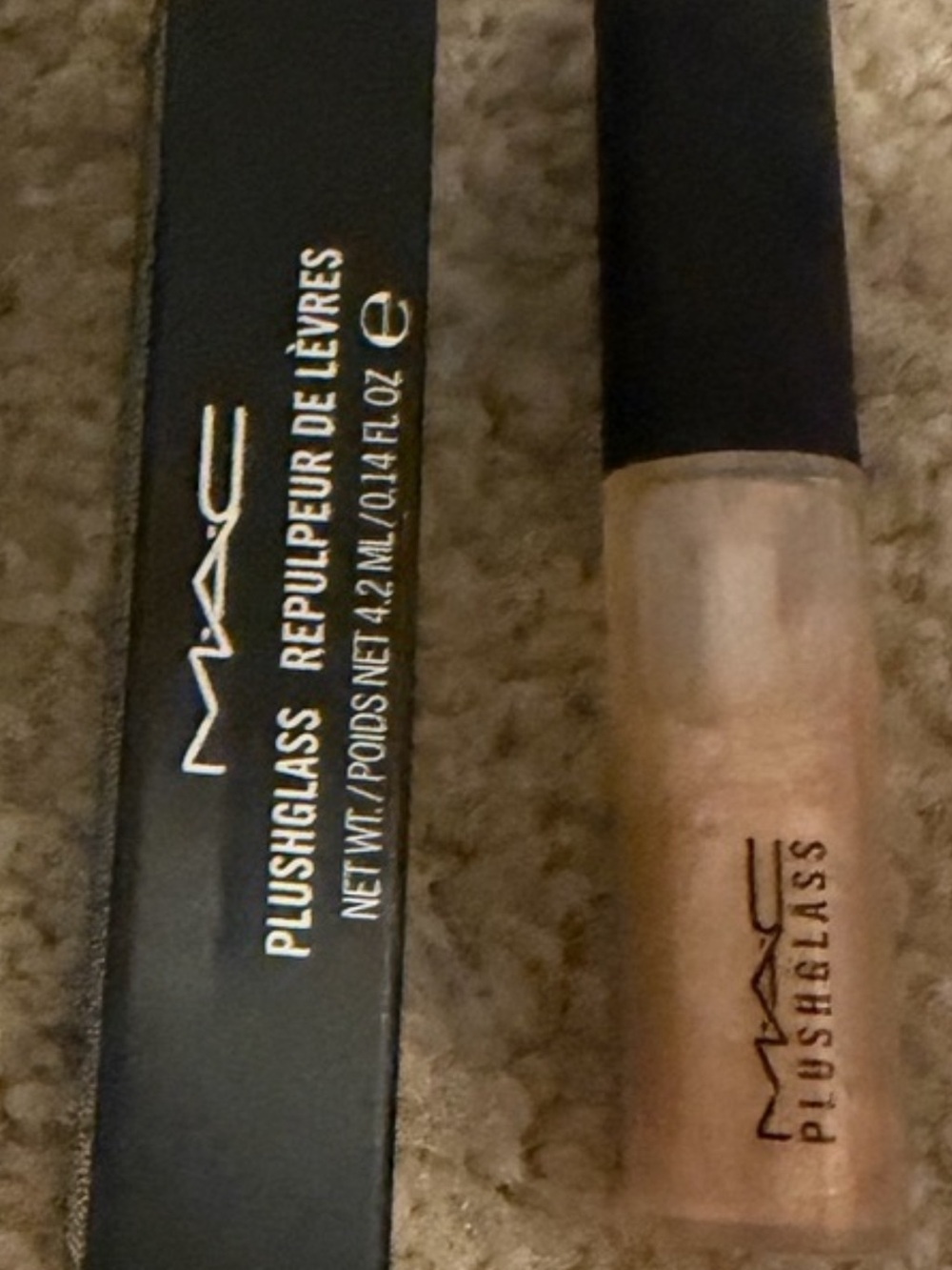 MAC Cosmetics Plushglass Lip Gloss in Shimmery Nude Gold color nice buzz